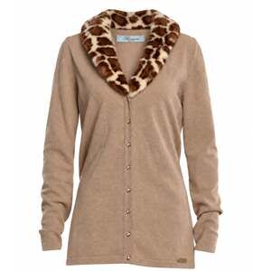 Blumarine Vintage Wool Cashmere Leopard Fur Collar Cardigan Sweater